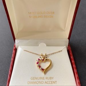 18 KARAT GOLD/SILVER/GENUINE RUBY/DIAMOND ACCENT